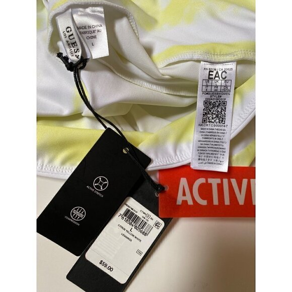 Guess Matching Workout Set Windbreaker Leggings Sports Bra Citrus yellow sz M/L - Picture 9 of 10